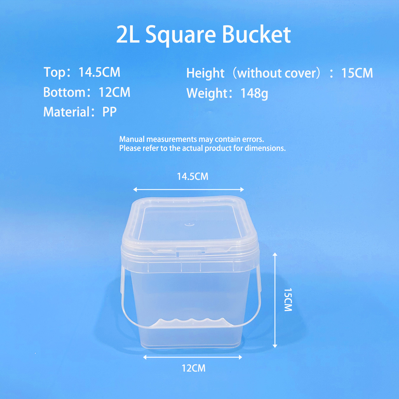 2L Square Plastic Bucket