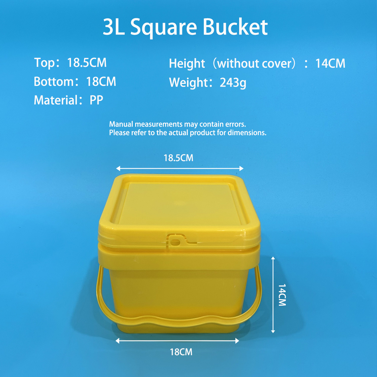 3L Square Plastic Bucket