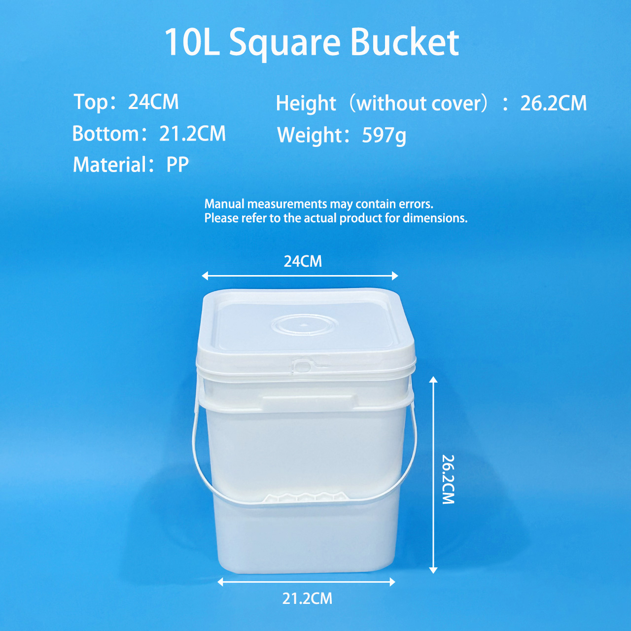 10L Square Plastic Bucket