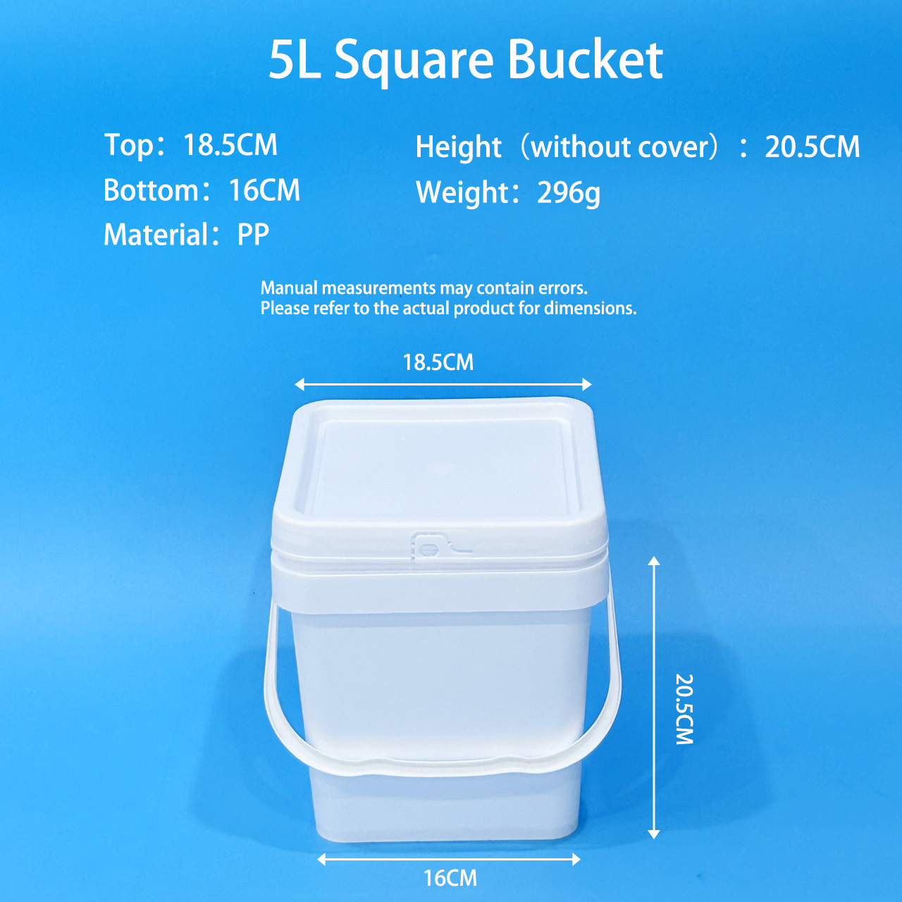 5L Square Plastic Bucket