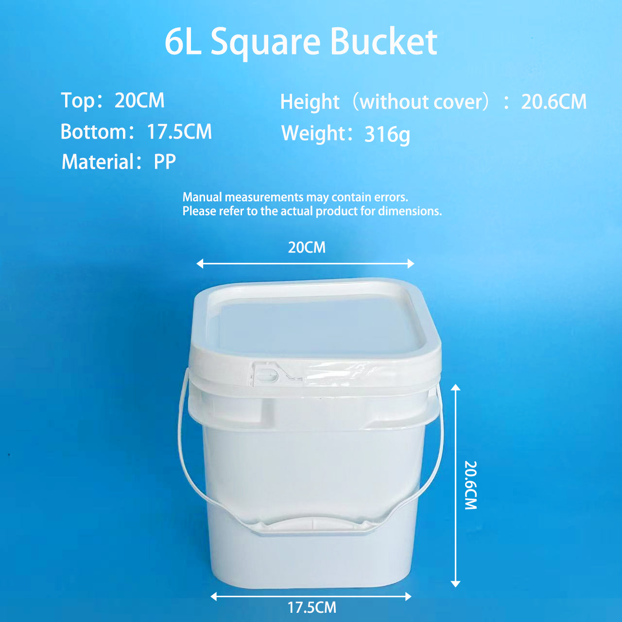 6L Square Plastic Bucket