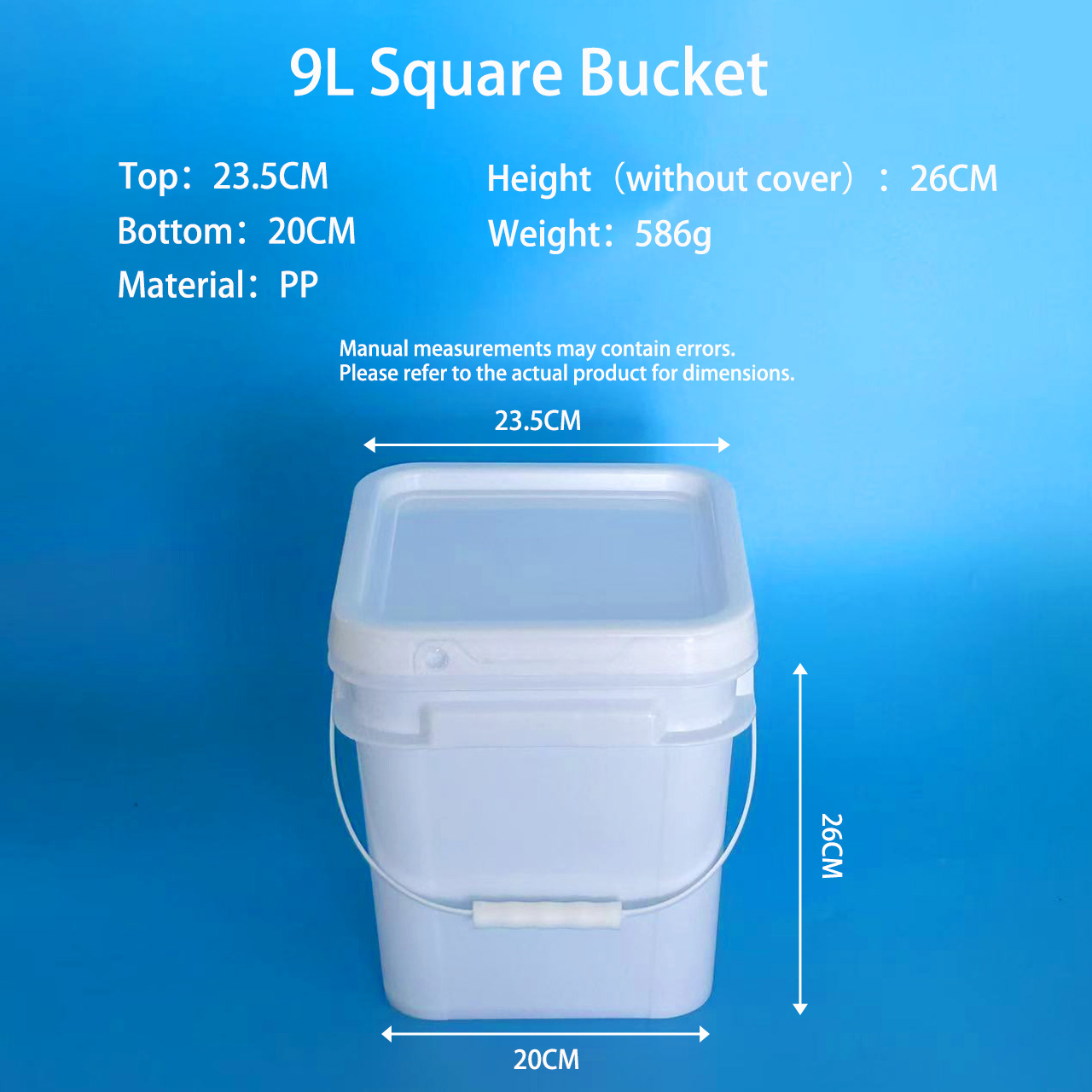 9L Square Plastic Bucket