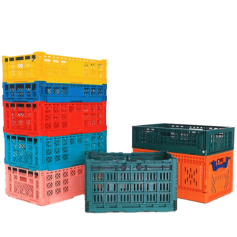 From Orchard to Cold Chain: How Collapsible Plastic Crates Are Transforming Agricultural Logistics 1 Rulyda foldable plastic crate shown as a single unit, featuring reinforced ribbed walls, integrated handles, and sturdy construction — designed for stackable transport and space-saving collapse when empty