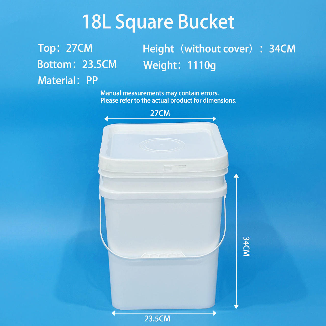 18L Square Plastic Bucket