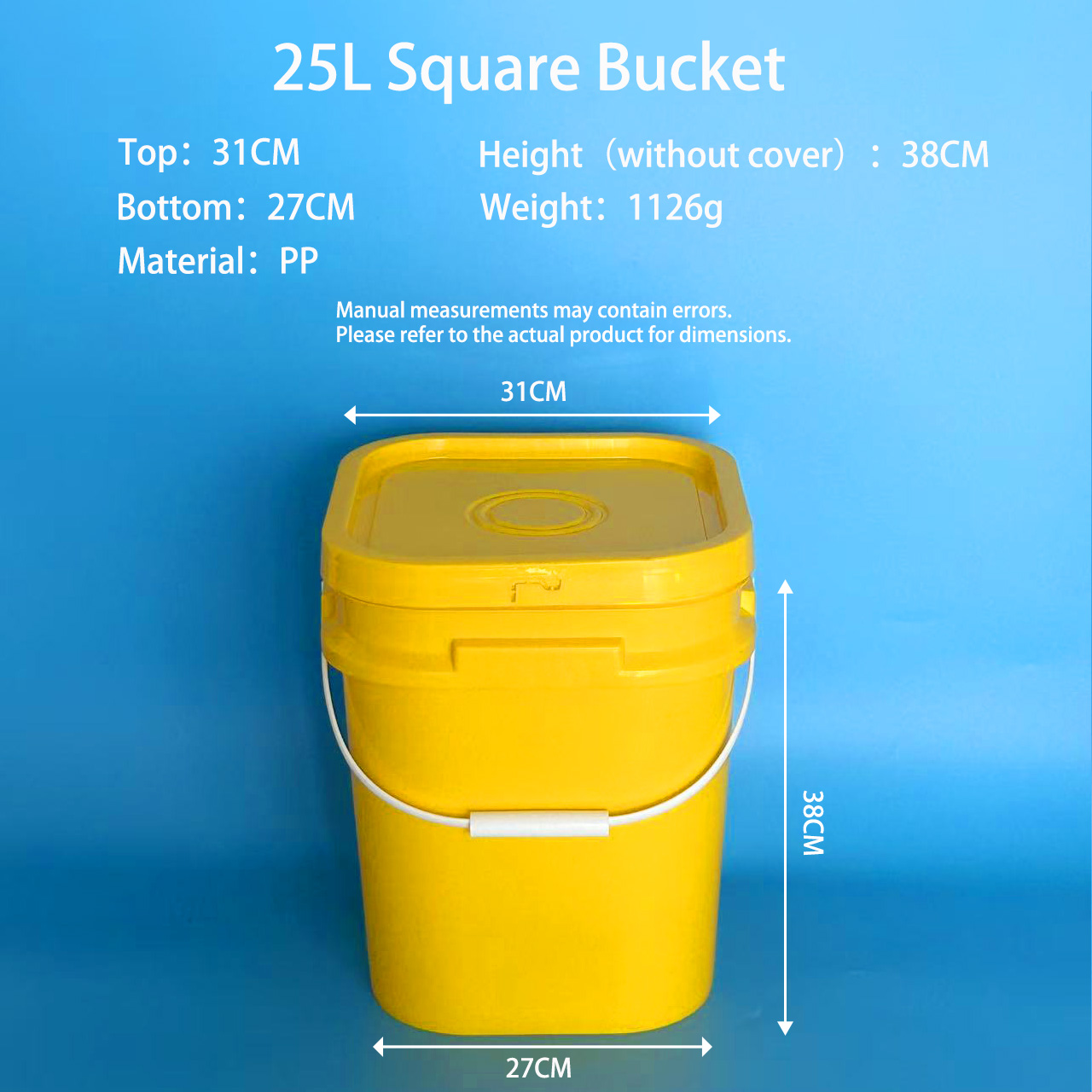 25L Square Plastic Bucket